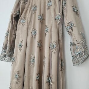 Elegant Embroidered Beige Dress